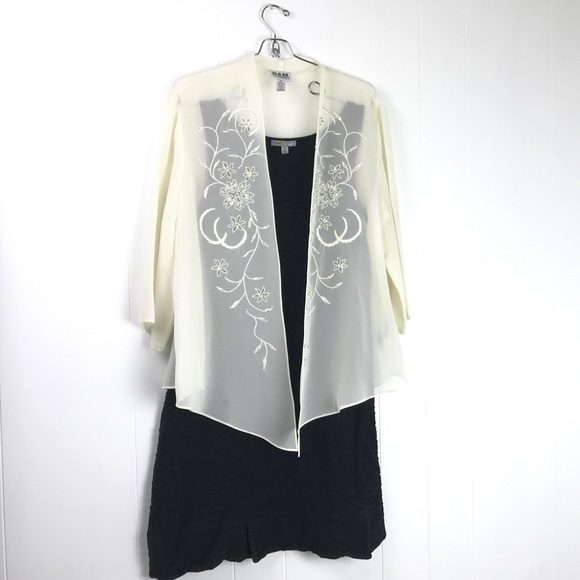 Vintage sheer sequined cover up cream size 16 top - Picture 6 of 9